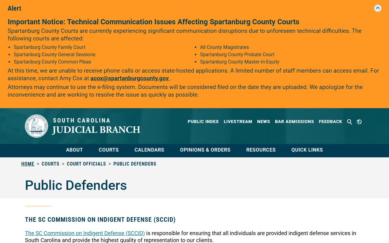 Allendale County criminal court records public defender overview