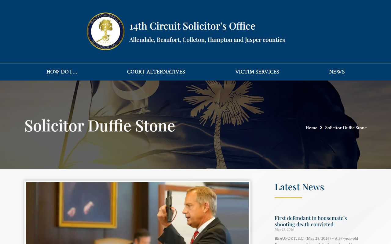 Allendale County criminal court records Fourteenth Circuit Solicitor biography