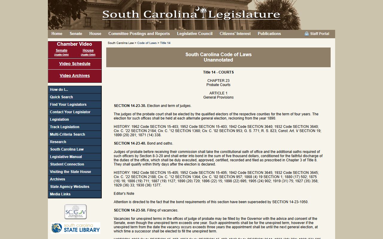 Allendale County Circuit Court records South Carolina Family Court statutes