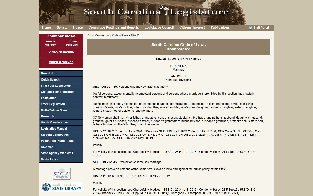 Allendale County marriage records South Carolina marriage license statutes